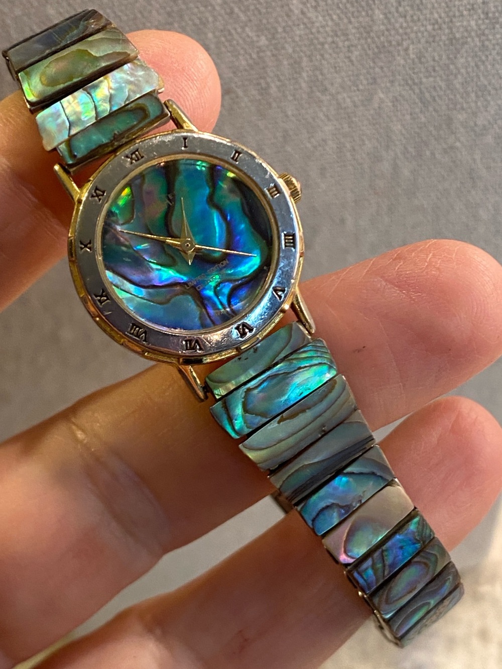Vintage Abalone Shell Stretch Watch – Working – Adjustable Fit